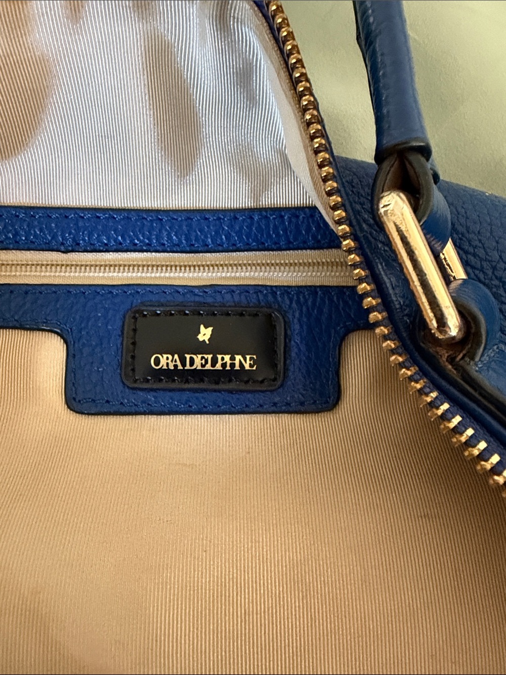 Ora Delphine Classic Blue Leather Tote Bag - real leather - Picture 7 of 7